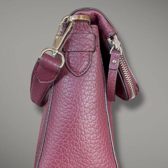 KATE SPACE NEW YORK Deep Burgundy Pebble Leather Shoulder Bag Great Condition - Picture 8 of 15